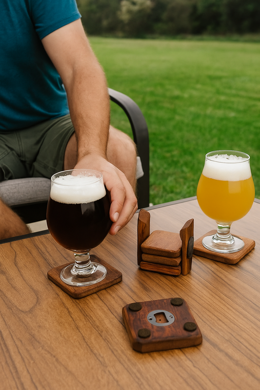 Wine Barrel Coasters and Opener